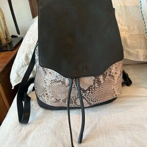 rag & bone Black and Phython Snake Pattern Backpack